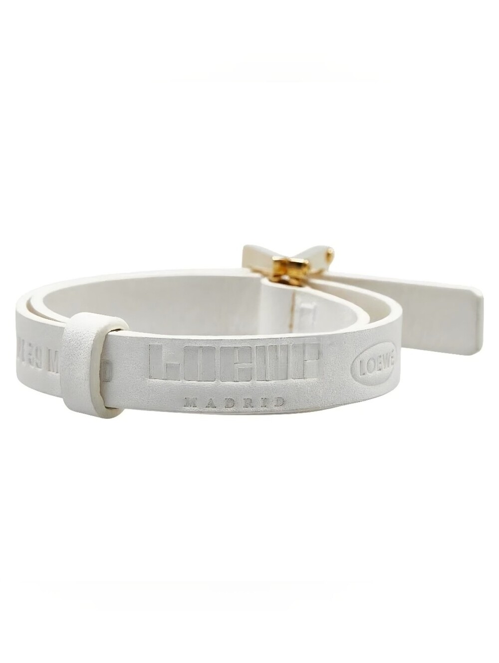 LOEWE Vintage 030510 Double Wrap Leather Bracelet White Gold Madrid Spain